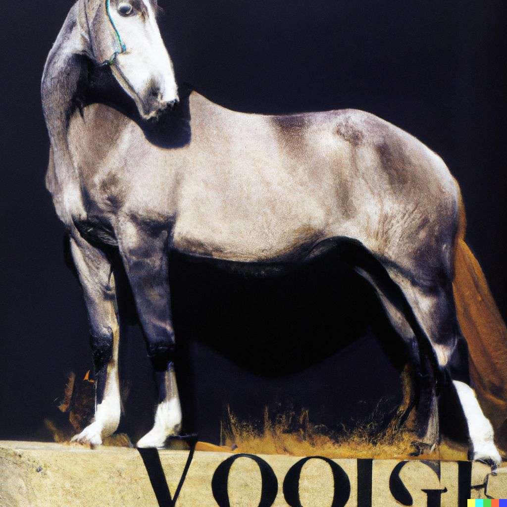 a horse, front cover of Vogue, 2000